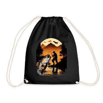 Bass Fish - Drawstring Bag - black - Front