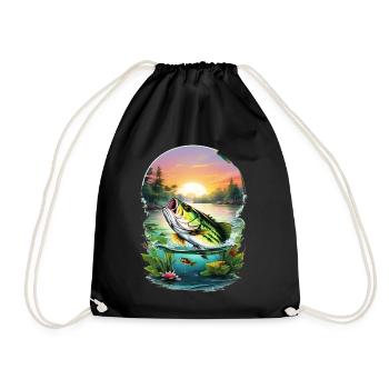 Bass Fish - Drawstring Bag - black - Front