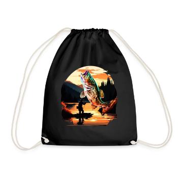 Bass Fish - Drawstring Bag - black - Front