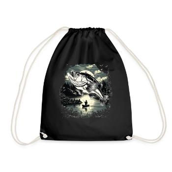 Bass Fish - Drawstring Bag - black - Front