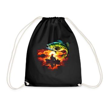 Bass Fish - Drawstring Bag - black - Front