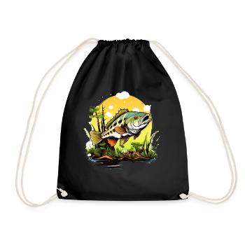 Bass Fish - Drawstring Bag - black - Front
