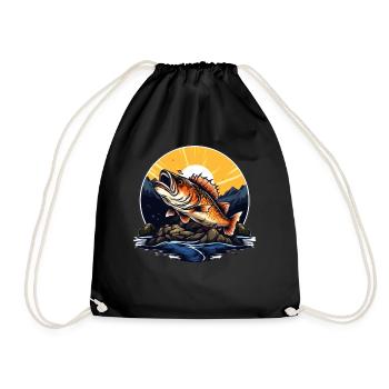 Bass Fish - Drawstring Bag - black - Front