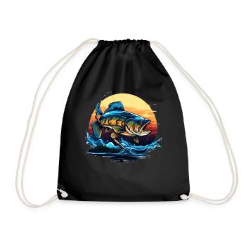 Bass Fish - Drawstring Bag - black - Front