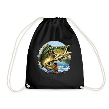 Bass Fish - Drawstring Bag - black - Front