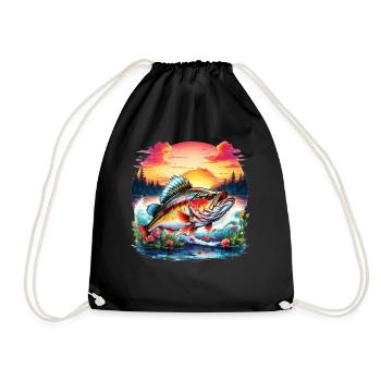 Bass Fish - Drawstring Bag - black - Front