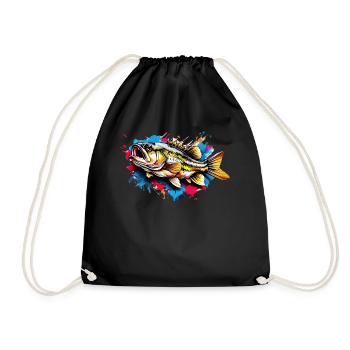 Bass Fish - Drawstring Bag - black - Front