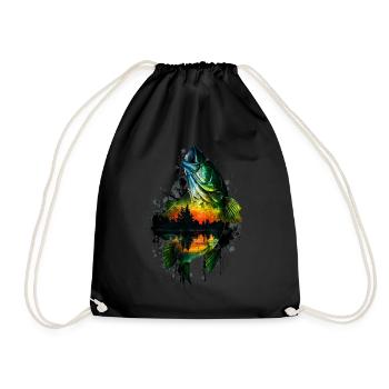 Bass Fish - Drawstring Bag - black - Front
