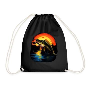 Bass Fish - Drawstring Bag - black - Front