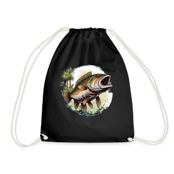 Bass Fish - Drawstring Bag - black - Front