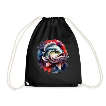 Bass Fish - Drawstring Bag - black - Front