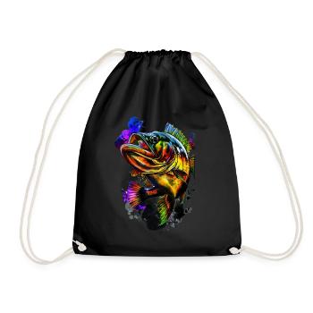 Bass Fish - Drawstring Bag - black - Front