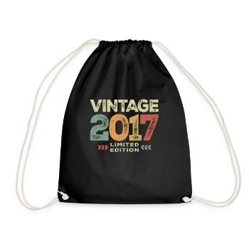 7yr BDay Funny 2017 7th 7 Year Old Birthday - Drawstring Bag - black - Front