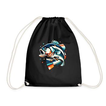Barsch-Fisch - Turnbeutel - Schwarz - Vorne