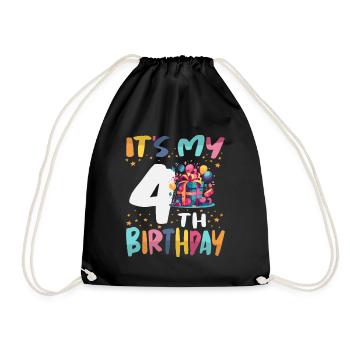 It's My 4th Birthday Happy Kids Birthday - Drawstring Bag - black - Front