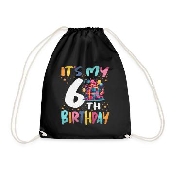 It's My 6th Birthday Happy Kids Birthday - Drawstring Bag - black - Front