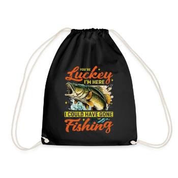 Tu as de la chance que je sois là, j’aurais pu aller à la pêche - Sac de sport léger - noir - Devant