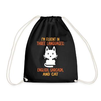 I'm Fluent In Three Languages: English, Sarcasm, A - Drawstring Bag - black - Front