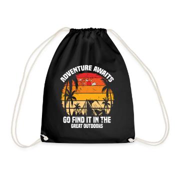 Adventure Awaits, Go Find It In The Great Outdoors - Drawstring Bag - black - Front