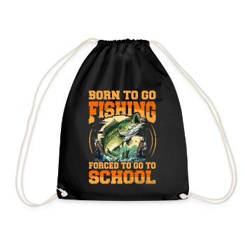 Né pour aller à la pêche obligé d'aller à l'école - Sac de sport léger - noir - Devant