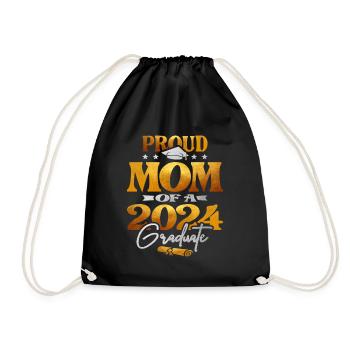 Proud Mom of a 2024 Graduate Class of 2024 Senior - Drawstring Bag - black - Front