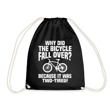 Warum ist das Fahrrad umgefallen? Da es sich um zwei - Turnbeutel - Schwarz - Vorne