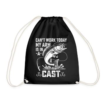 Can't work today my arm is in a cast - Drawstring Bag - black - Front