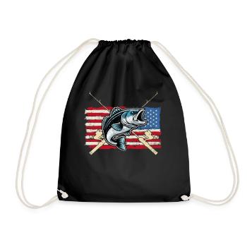 Bass Fish - Drawstring Bag - black - Front