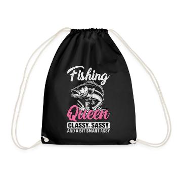 Fishing Queen cassy sassy and a bit sassy - Drawstring Bag - black - Front
