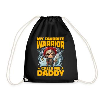 My favorite Warrior calls me Daddy - Drawstring Bag - black - Front
