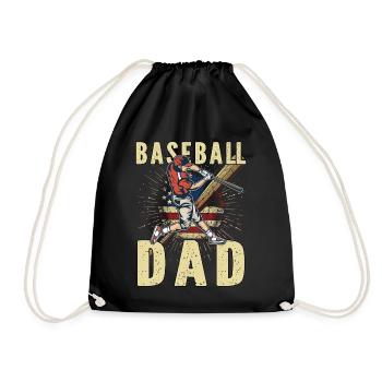 Baseball-Vater - Turnbeutel - Schwarz - Vorne