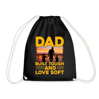 Dad built tough and Love Soft - Drawstring Bag - black - Front