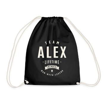 Team Alex Lifetime Member Funny Name Alex - Drawstring Bag - black - Front