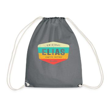 Elias Personalized Name - Elias - Drawstring Bag - grey - Front