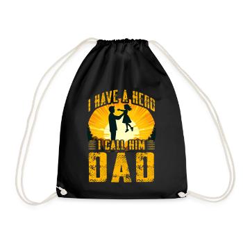 Ich habe einen Helden, den ich Papa nenne - Turnbeutel - Schwarz - Vorne