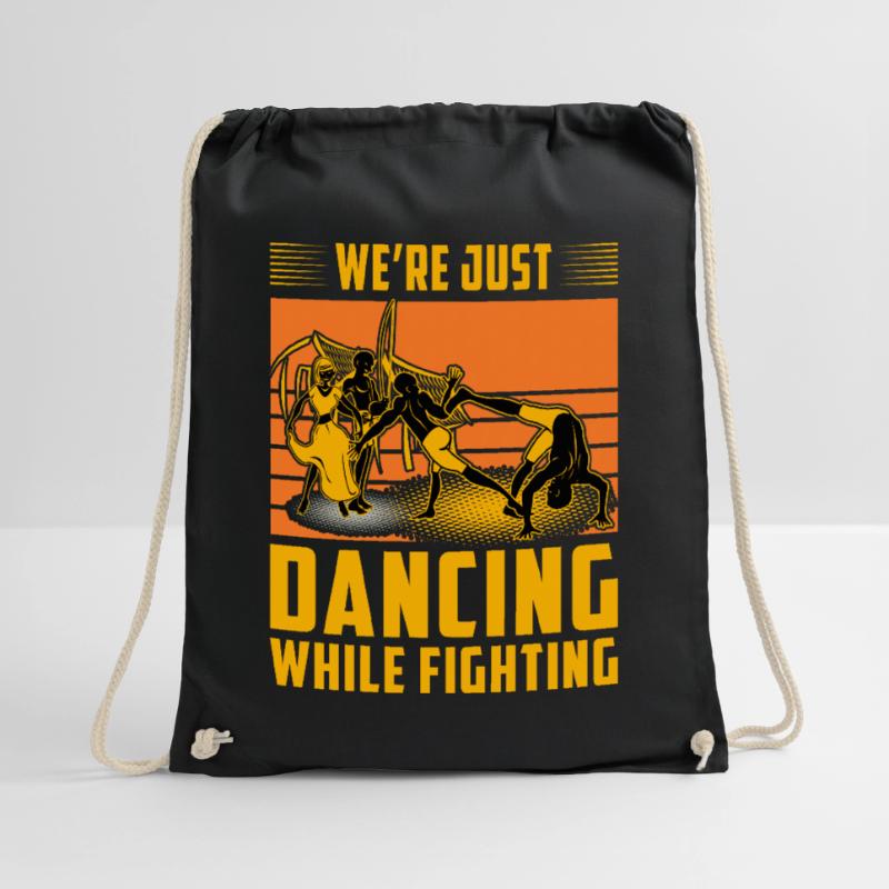 We're just dancing while fighting Drawstring Bag