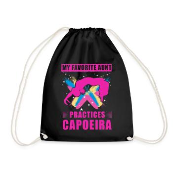 My favorite aunt practices capoeira - Drawstring Bag - black - Front