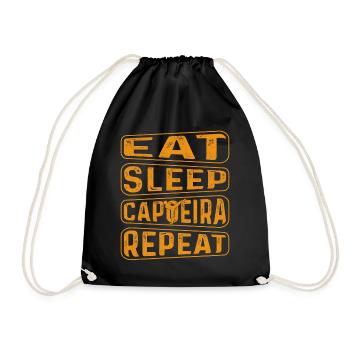 Essen Schlaf Capoeira Wiederholen - Turnbeutel - Schwarz - Vorne