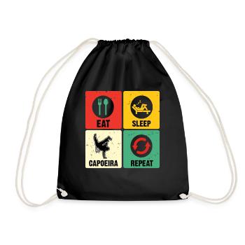 Essen Schlaf Capoeira Wiederholen - Turnbeutel - Schwarz - Vorne