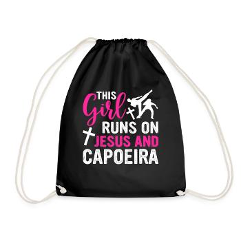 This Girl runs on Jesus and Capoeira - Drawstring Bag - black - Front