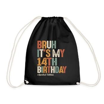 Bruh C’est mon 14e anniversaire Anniversaire de 14 ans - Sac de sport léger - noir - Devant
