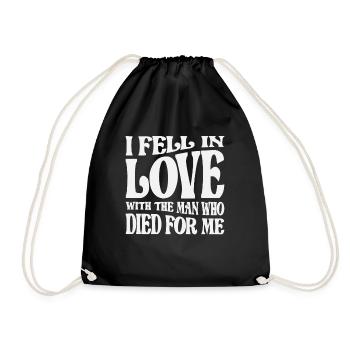 Love Found in Sacrifice - Christian Quote - Drawstring Bag - black - Front