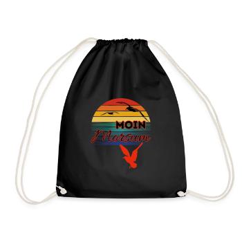 Moin Morsum avec mouette dans le style rétro-Sylt-Morsum - Sac de sport léger - noir - Devant