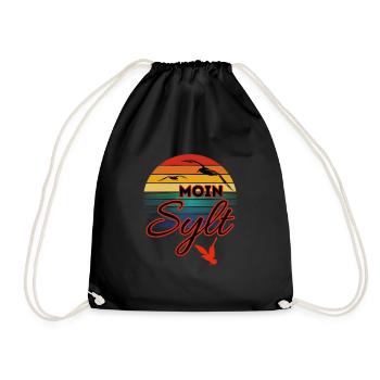 Moin Sylt avec mouette dans le style rétro Island Sylt - Sac de sport léger - noir - Devant