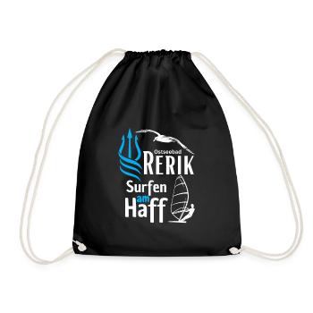 Rerik-Surfen am Haff-Ostseebad Rerik-Salzhaff - Turnbeutel - Schwarz - Vorne