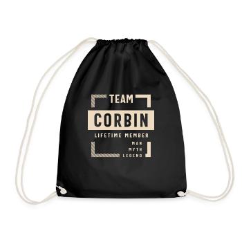 Team Corbin Name des lebenslangen Mitglieds Corbin - Turnbeutel - Schwarz - Vorne