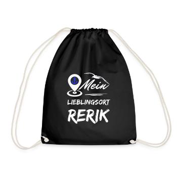 Rerik mein Lieblingsort-Ostseebad Rerik-Möwe Anker - Turnbeutel - Schwarz - Vorne