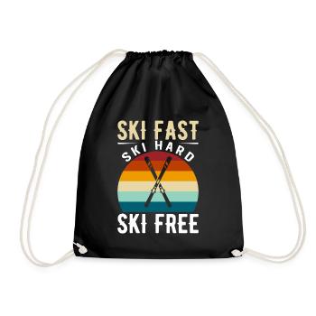 Ski Fast, Ski Hard, Ski Free. - Turnbeutel - Schwarz - Vorne