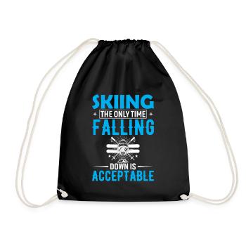 Skiing: The Only Time Falling Down Is Acceptable. - Drawstring Bag - black - Front