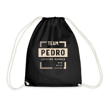 Team Pedro Lifetime Member Personalized Name Pedro - Drawstring Bag - black - Front